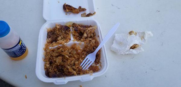 The food is so disgusting it has a bunch of nerves.Its suppose to be the chicken teriyaki, but iust looks like dog throw up.