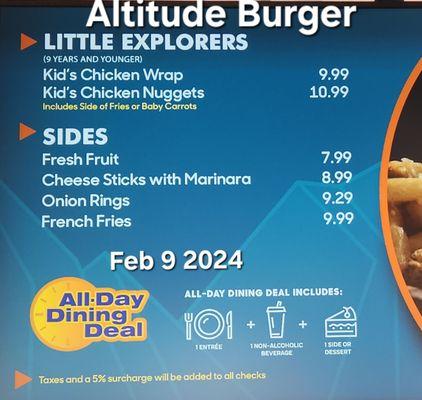 Sides/kids menu Feb 9 2024