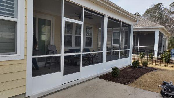 Screened in porch with kickplate