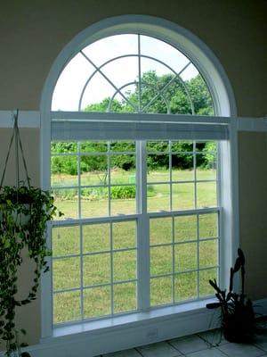 Twin double hung with round top