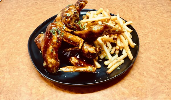 Crown Royal Chicken Wings and Fries