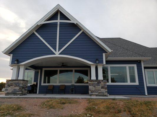 Covered Patio ceiling has aluminum soffit installed