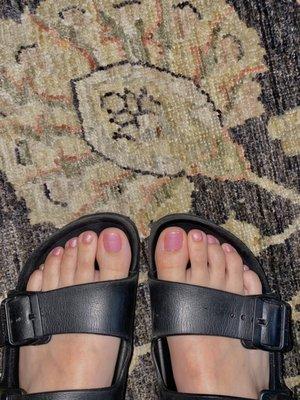 pedicure with pink sparkle polish :-)