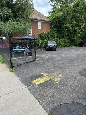 Parking lot patio