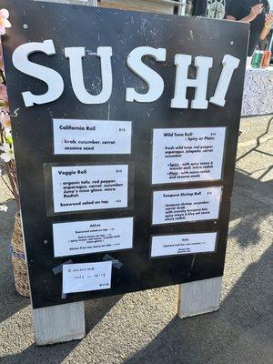 Menu at their food cart at the Hayden Homes Amphitheater