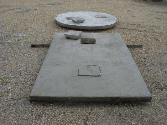 Precast Septic Tank replacement lids. Steel rebar and fiber reinforced.