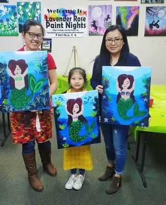 Girls night! Mermaid paint party at lavender rose paint nights!