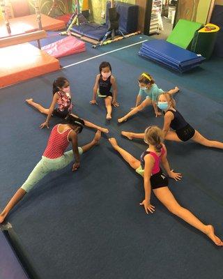 Our Silver team girls are working on their splits!