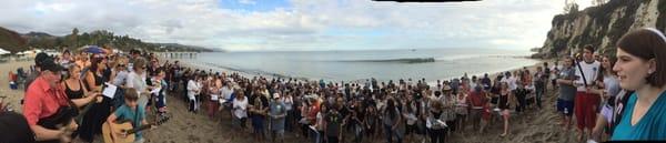 Tashlich at the beach in Malibu. 450 people cast off their sins. Then picnic to welcome the new year.