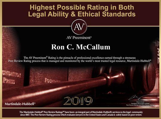 Highest honor for the McCallum Firm 2019