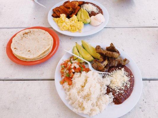 Carne Asada and traditional breakfast