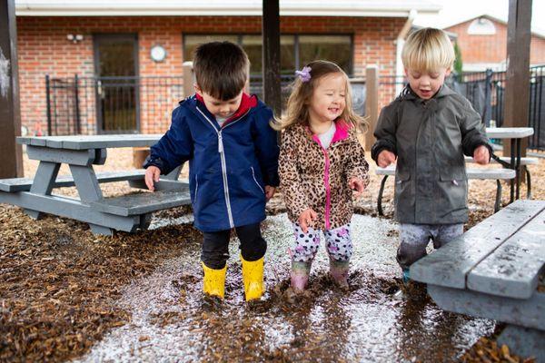 Recess is a treasured time for all our students, and we go out in all types of weather, including hot, cold, dry, and wet!