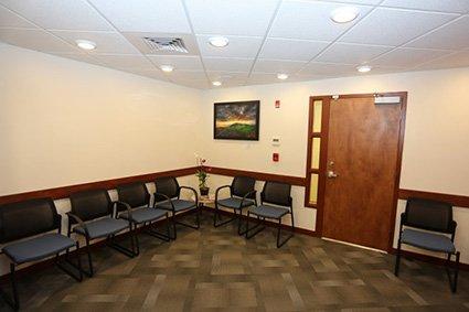 Patient waiting area and reception desk