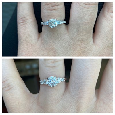 Bottom is the ring that was sold to my fiancé. The top is the correct setting. Beyond happy!