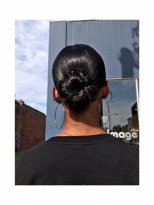 Sleek bun with extensions