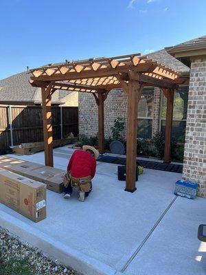 Putting together the new pergolas