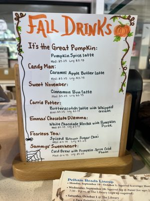 fall drink menu