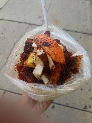 Papaya, coconut and pineapple cup $6 for small