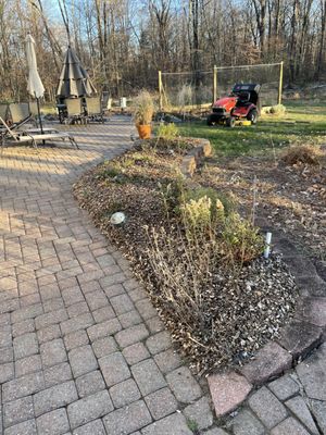 Fresh chips on garden beds.