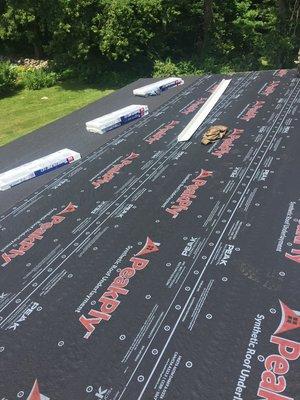 Quality underlayment installed on roof decking