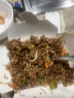 I vegetables in the vegetable rice order and everything was deep fried to a crisp.  Threw $50 in the trash