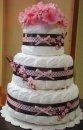 Baby Girl pink and brown floral diaper cake