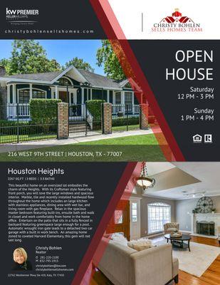 Gorgeous new listing in the Heights.  Come see us at our Open Houses on June 13th and June 14th.  #christybohlensellshomesteam #kwpr