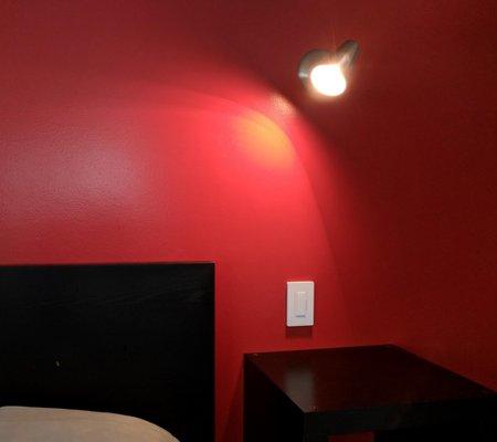 Bedroom reading light with a 2 way dimmer switch.