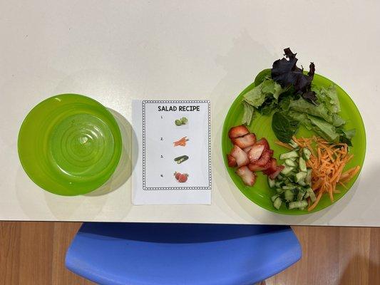 Creating their own salads