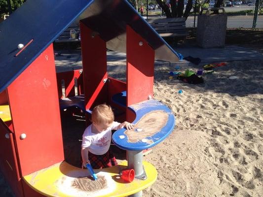 Little house and sand box.