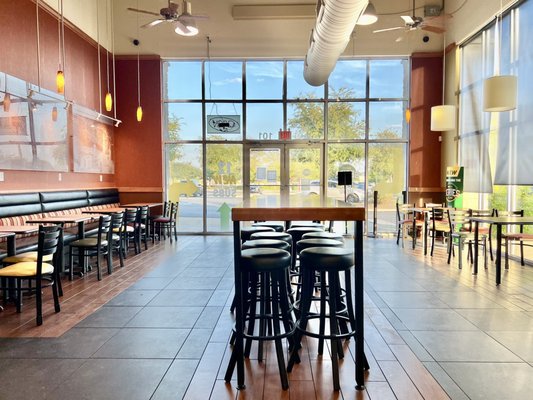 Indoor dining area at Subway