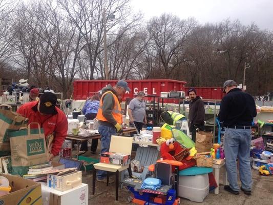 People perusing the Dump's Swap Shop.