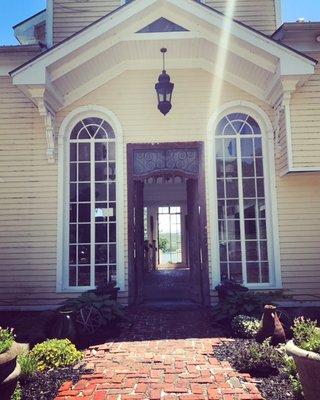 Front doors, looking through the back doors to the Hudson River