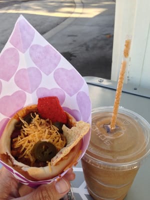 Fiesta Chili-Cheese Cone and frozen Coca Cola