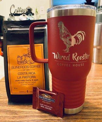 The Wired Rooster coffee swag, picked up today