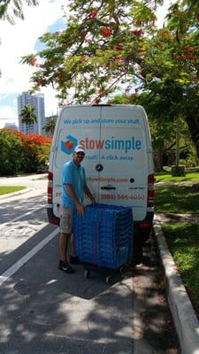 Jorge dropping off our heavy-duty bins that you can use for free!