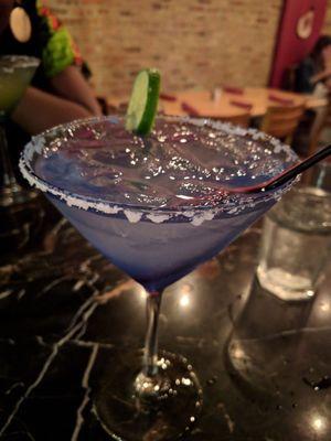 Lime margarita. Why it's blue? I don't know either