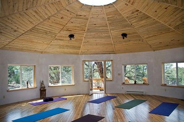 This is the Infinity Sacred Space meditation/yoga/retreat building at Enchanted Forest Accommodation in Crestone CO