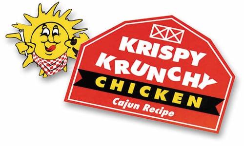 Krispy Krunchy's smiling sun logo will be sure to brighten your day!