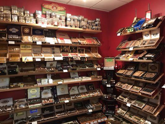 Our walk-in humidor carries the largest selection of imported cigars in the area!