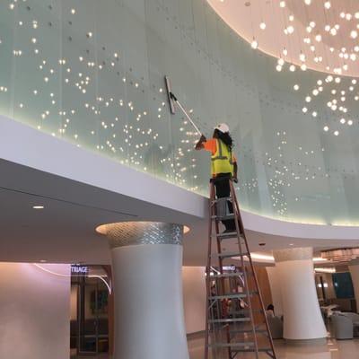 Cleaning high lobby area