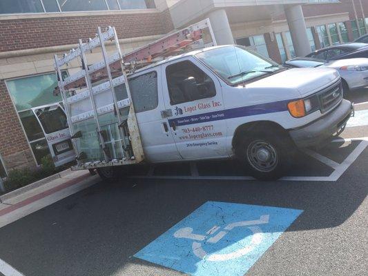 They're remodeling at the gym in Gainesville. Blocking not one, but two handicapped spots! Ridiculous!!