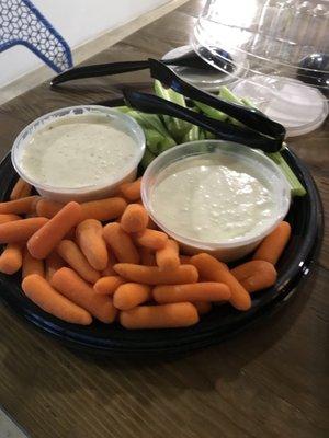 Complimentary veggies with wings order