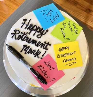 Awesome 3M posted notes cake for an employee retirement