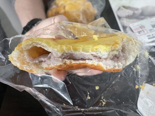 Inside of "Pineapple Bun" - filled with Taro