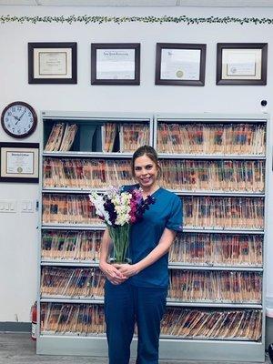 A bouquet of beautiful flowers sent to our office by one of our wonderful patient!