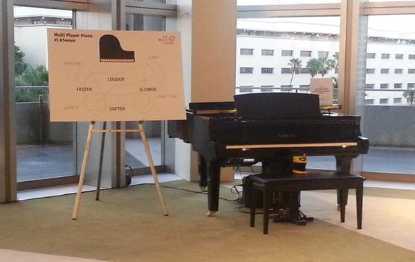 Interactive piano at the Music Center using a motion sensor.