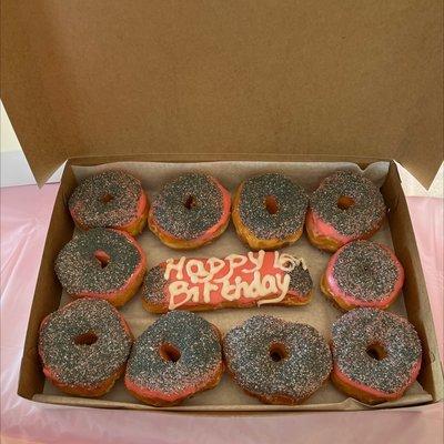 Special order donuts with a special Happy Birthday donut for my daughter.