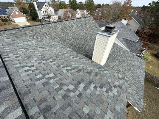 Beautiful Tamko* Thunderstorm Gray freshly installed on one of our homeowners covered completely by insurance.