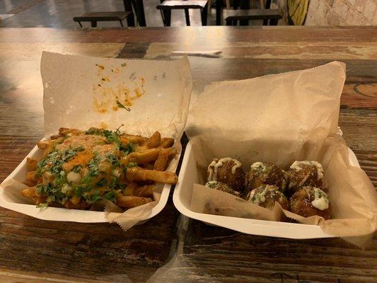 Spicy ahi fries & takoyaki starters (SO DELICIOUS!!)